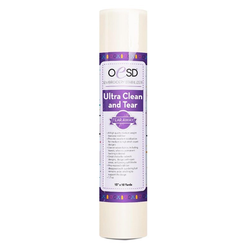 OESD Ultra Clean and Tear Embroidery Stabilizer 15" x 10 Yd Roll - Image 1
